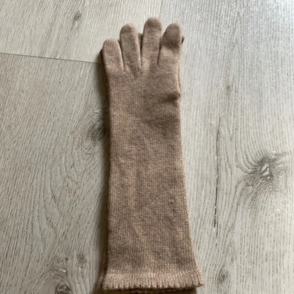 Kayeer Cashmere Long Opera Gloves Camel Tan Knit One Size NWT